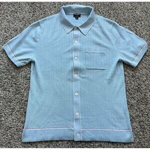 Todd Snyder Shirt Mens Medium Blue Silk Cotton Short Sleeve